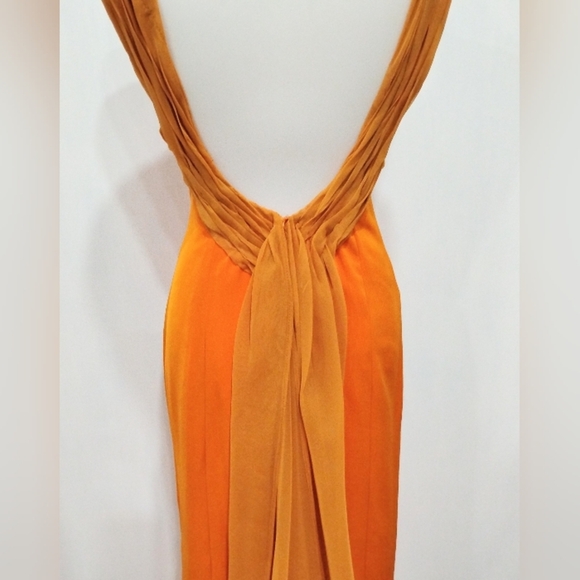 VINTAGE TANGERINE AND PUMPKIN SILK EVENING GOWN - Picture 4 of 15